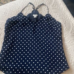 J. Crew Navy Blue Tank top with White polka dots